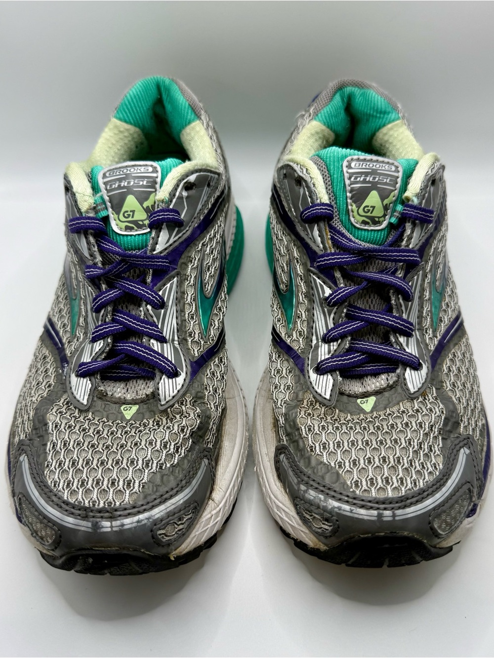 Brooks Ghost 7 Women's Running Shoes Size 7.5 Silver Purple Teal DNA Cushion
